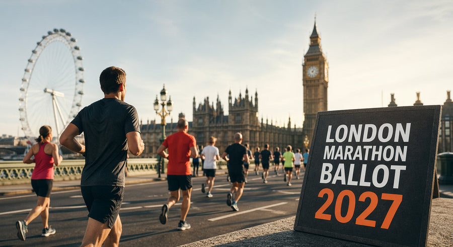 Runners crossing Tower Bridge at the start of the London Marathon